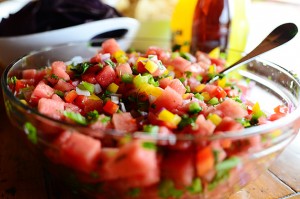 WATERMELON PICO DE GALLO Watermelon, jalapeño, red onion and bell peppers make for a delicious and refreshing side. From ThePioneerWoman.com